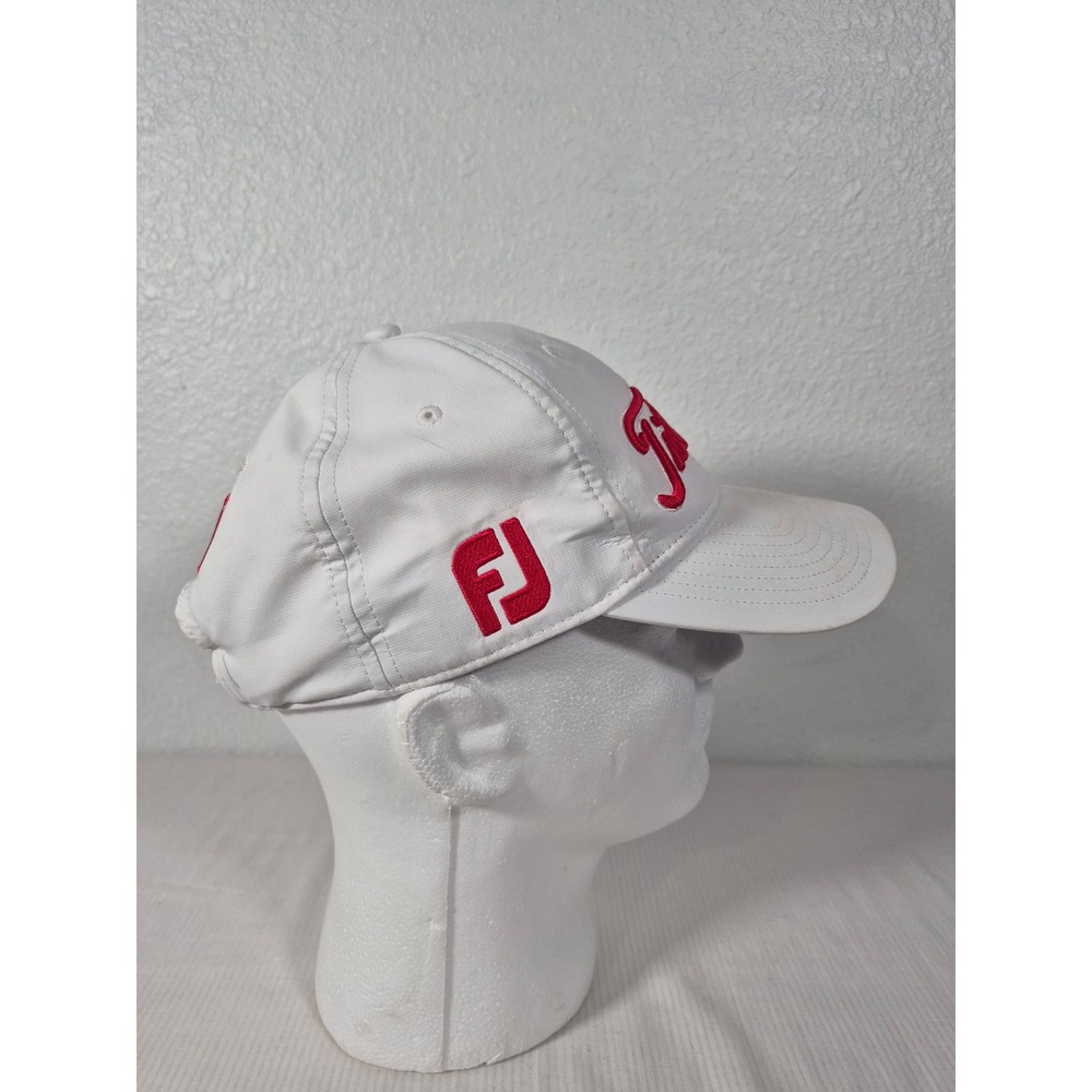 Titleist White Red FJ FootJoy Performance Golf Hat Adjustable Strapback Cap - Picture 2 of 9